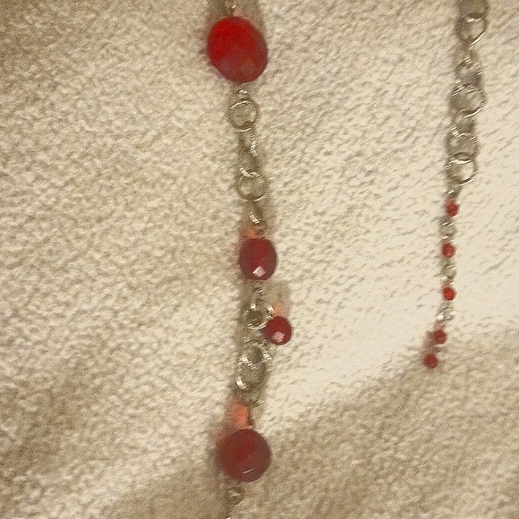 White House Black Market- EUC-RED&SILVER.CIRCLES-XTRA.LONG- NECKLACE - Picture 10 of 11